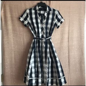 Brooks brothers plaid tie waist shirt dress